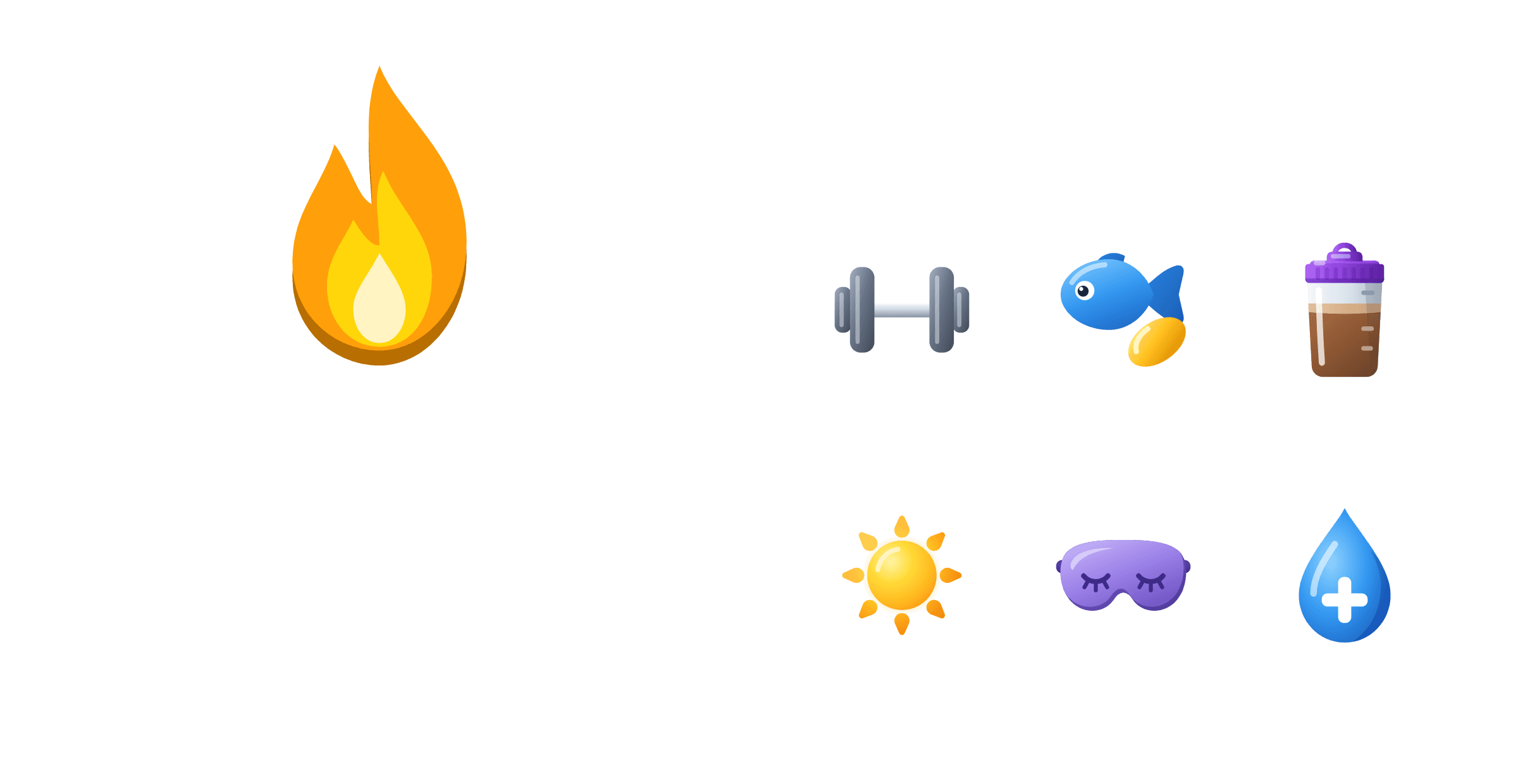 What you can share: a flame with a 21 Day Streak, and My Stack, 6 supplements, as drawn icons: Creatine, Omega-3, Whey Protein, Vitamin D3, Magnesium and Electrolytes.